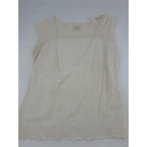 Vintage Nines & Co Weekend Cream Lace‎ Front Square Neck Cap Sleeve Top Size S